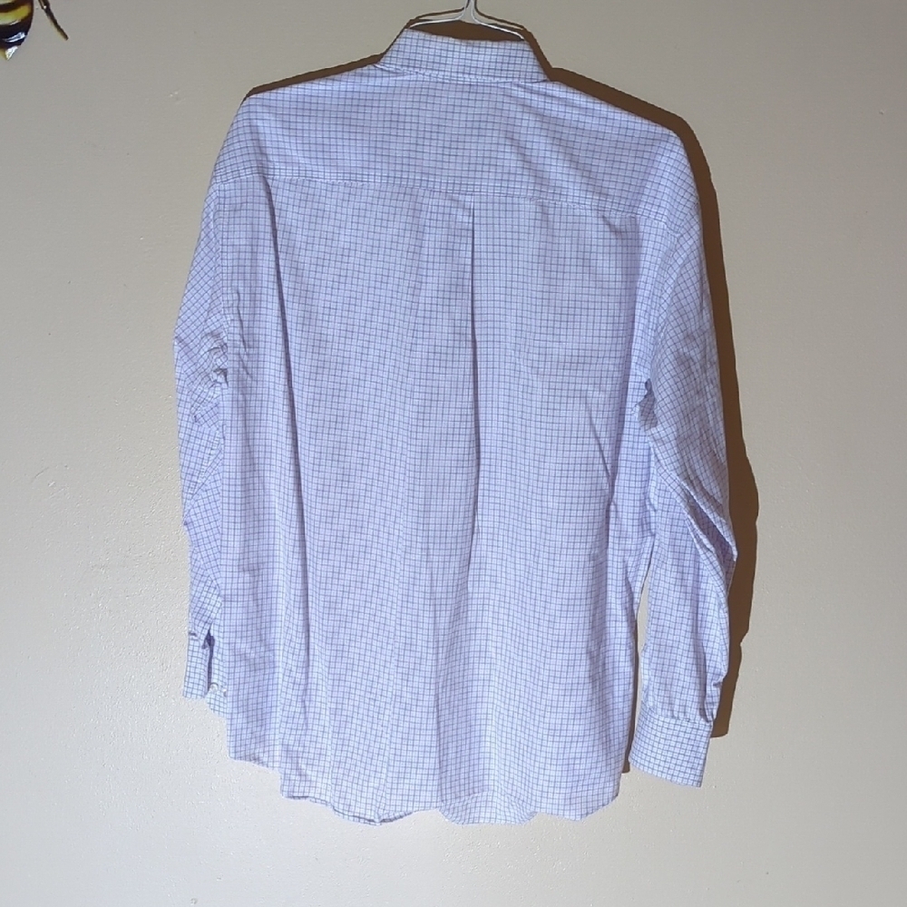 Nautica Men's White and Blue Plaid  Dress Shirt - Picture 5 of 8